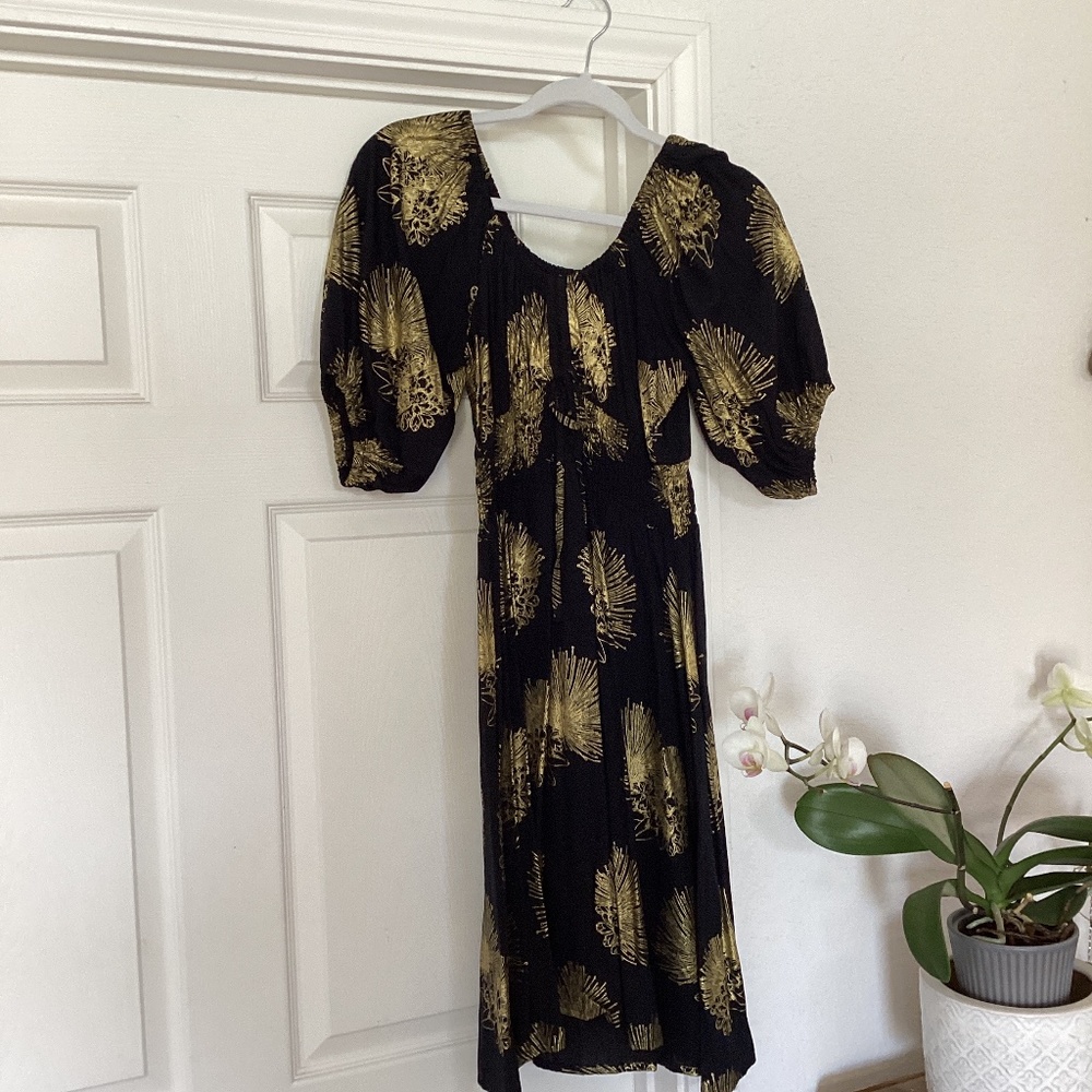 Black and gold floral dress
